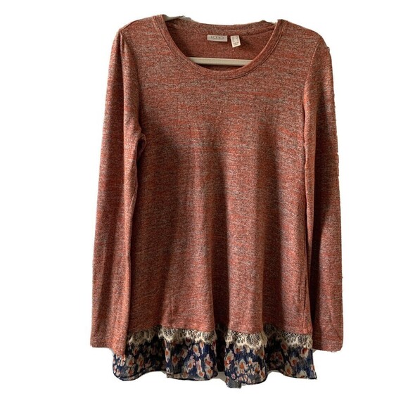 LOGO by Lori Goldstein Womens Size XS Multicolor Mixed Media Tunic Top Blouse - Picture 1 of 6